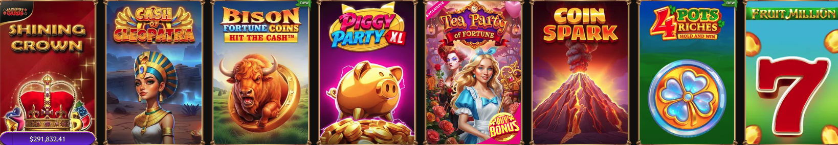 Rangée de jeux de machines à sous disponibles sur le site